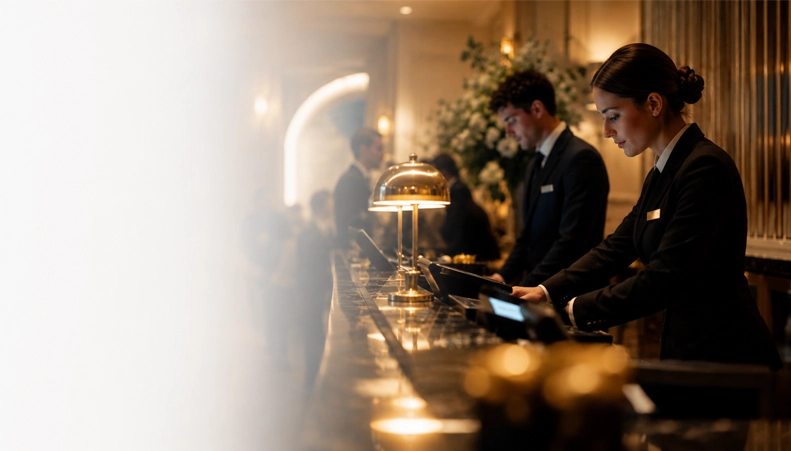 Professionnels de l'hôtellerie au travail